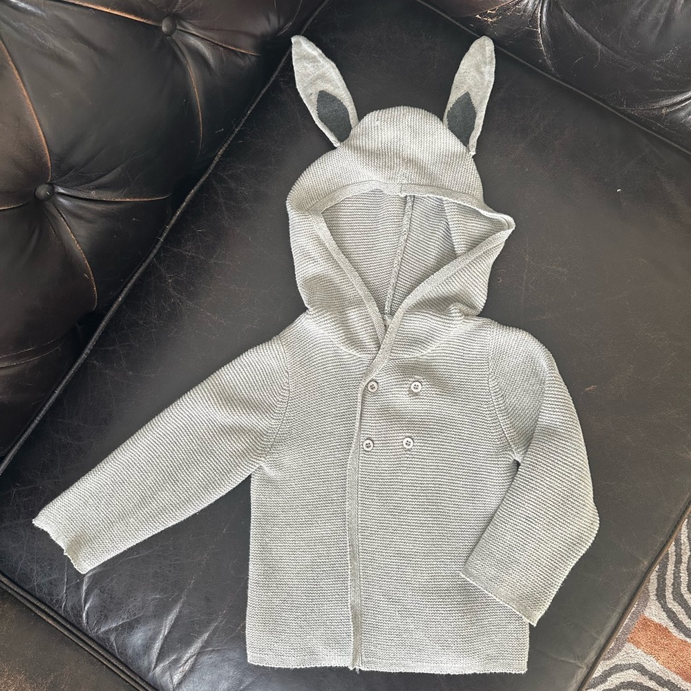 Earth Baby 12-18M Knit Some Bunny Loves You Organic Cotton Cardigan Sweater